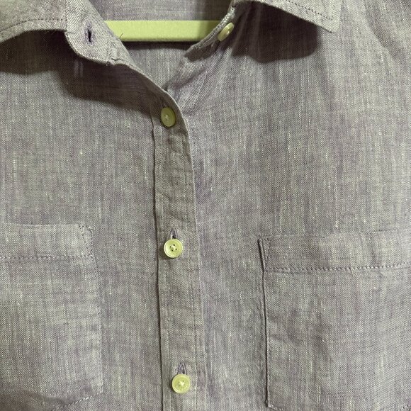 Talbots Lilac, 100% Linen, Button Down Shirt, Size M - Picture 8 of 16